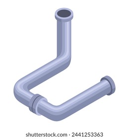 Pipes isometric. Pipe tube for water. Plumbing construction pipeline with serviceable element. 3d industrial water system