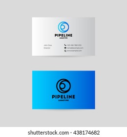 Pipes Logo & Branding Identity. Gradient vector design template Isolated on a blue background. 