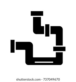 pipes plumbing icon, vector illustration, black sign on isolated background
