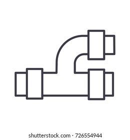pipes, plumbing vector line icon, sign, illustration on background, editable strokes