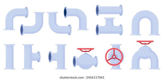 Pipes for pumping water to people homes and various technical facilities. Vector illustration