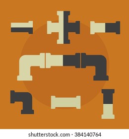 Pipes set. Pipes vector concept. Pipes sign and symbol in flat style. Pipes retro style icons