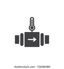 Pipes with thermometer icon vector, filled flat sign, solid pictogram isolated on white. Symbol, logo illustration.
