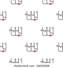 Pipes with valves icon in cartoon style isolated on white background. Plumbing pattern stock vector illustration.