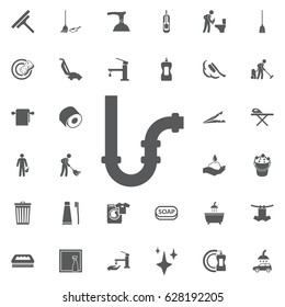 Pipes vector icon on the white background. Set of cleaning icons