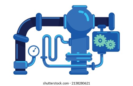 Pipes for water supply semi flat color vector object. Full sized item on white. Plumbing pipes. Steel piping systems simple cartoon style illustration for web graphic design and animation