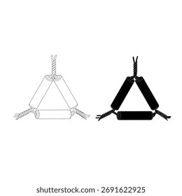 Pipestem Triangle Laboratory Equipment Vector – Outline and Solid Icon for Science and Chemistry Design

