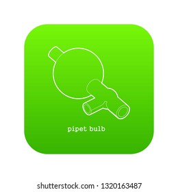 Pipet bulb icon green vector isolated on white background