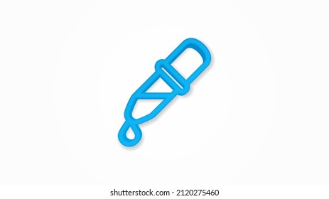 pipette 3d line flat color icon. Realistic vector illustration. Pictogram isolated. Top view. Colorful transparent shadow design.