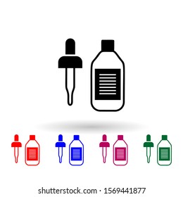Pipette and bottle multi color icon. Simple glyph, flat vector of medecine icons for ui and ux, website or mobile application