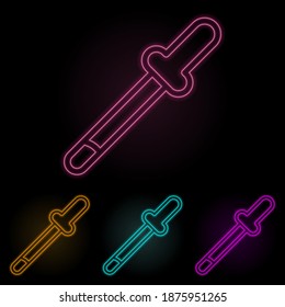 pipette color neon set. Simple thin line, outline vector of web icons for ui and ux, website or mobile application