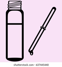 pipette with drop bottle vector silhouette isolated