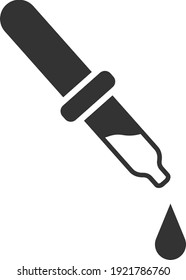 Pipette with a drop, dropper. A simple icon for a web design, website, or app. Vector illustration isolated on a white background.