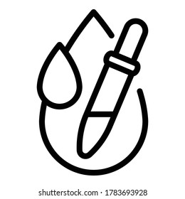 Pipeta con un icono de caída. Esbozar la pipeta con un icono vector de caída para el diseño web aislado en fondo blanco
