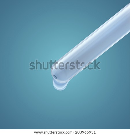 Pipette and drop isolated on blue