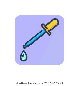 Pipette and drop thin line icon. Liquid, glass, tube outline sign. Medicine and healthcare concept. Vector illustration, symbol element for web design and apps