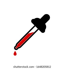 pipette with dropped red liquid isolated on white background. vector illustration
