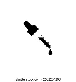 Tapón de pipeta con una gota. Ilustración vectorial y silueta sobre fondo blanco.