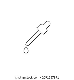 Pipette dropper icon with a drop. Transparent vector  illustrations in outline and line style on white background.