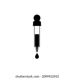 Icono del cuentagotas con una gota. Ilustración vectorial y silueta sobre fondo blanco.