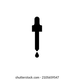 Pipette dropper icon with a drop. Vector illustration and silhouette on white background.