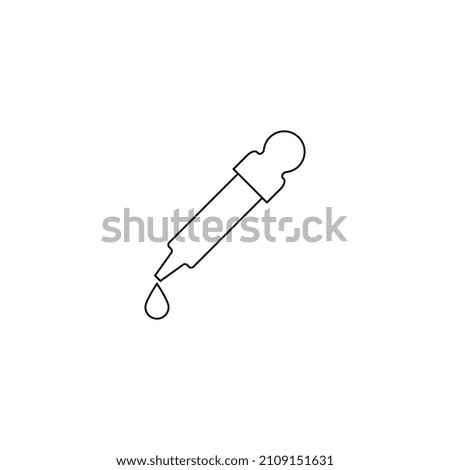 Pipette dropper icon with a drop. Vector illustration in line style. Linear outline. 
