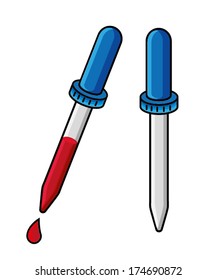 PIPETTE DROPPER illustration vector (DROPPER WITH BLOOD LIQUID)