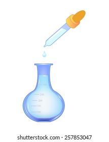 Pipette dropping liquid into a flask 
