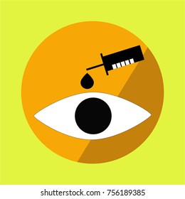 Pipette and eye line icon for web, mobile and infographics. Vector dark grey icon isolated on light grey background.
