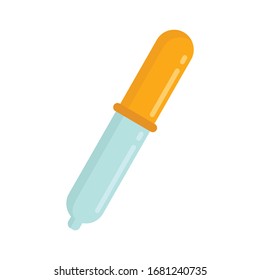 icono plano pipette. Pipeta vectorial de estilo plano aislada sobre fondo blanco. Elemento para publicidad web, de juegos y de medicina