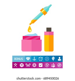 Pipette with hyaluronic acid over cream icon