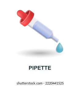 Icono de la pipeta. 3d ilustración de la colección de medicamentos. Icono creativo Pipette 3d para diseño web, plantillas, infografías y más