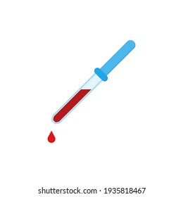 Pipette icon. Pipette with a drop of blood. Vector illustration.