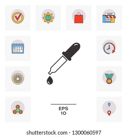 Pipette icon with drop. Graphic elements for your design