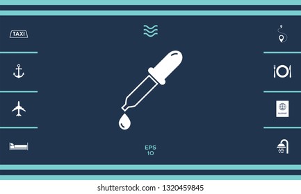 Pipette icon with drop. Graphic elements for your design