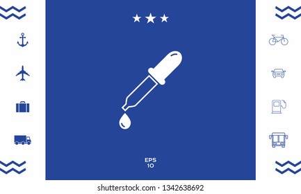 Pipette icon with drop. Graphic elements for your design