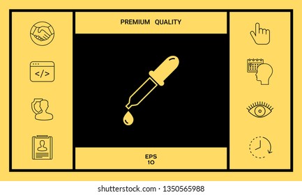 Pipette icon with drop. Graphic elements for your design