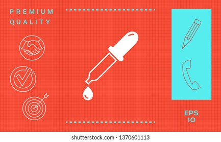 Pipette icon with drop. Graphic elements for your design