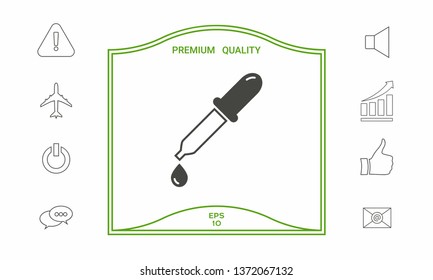 Pipette icon with drop. Graphic elements for your design