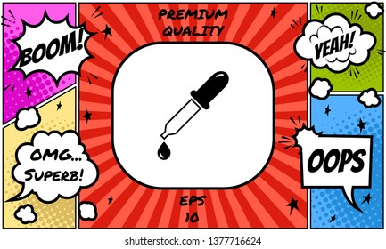 Pipette icon with drop. Graphic elements for your design