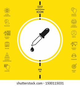 Pipette icon with drop. Graphic elements for your design