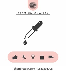 Pipette icon with drop. Graphic elements for your design