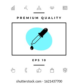 Pipette icon with drop. Graphic elements for your design