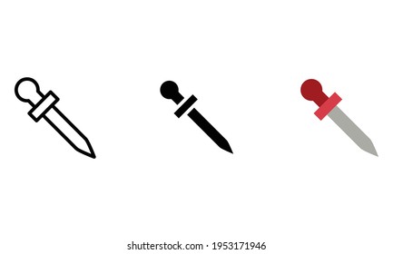 pipette icon, droplet vector, icon for laboratory items with various styles