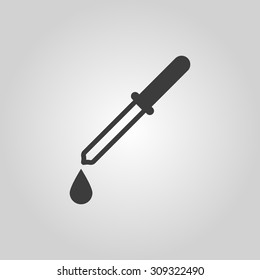 The pipette icon. Dropper and eyedropper, analysis, chemistry symbol. Flat Vector illustration