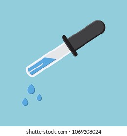 Pipette icon with drops. Vector illustration