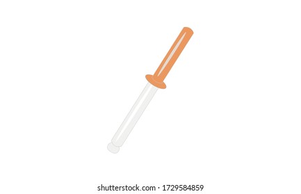 Pipette icon. Element of a set of medical, chemical laboratory. Medicine. Vector illustration of silhouette of pipette icon.