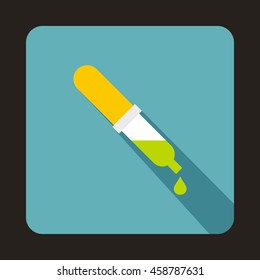 Pipette icon in flat style on a baby blue background