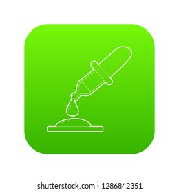 Pipette icon green vector isolated on white background
