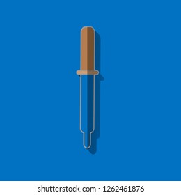 Pipette icon isolated on background. Element of medical, chemistry lab equipment. Medicine symbol. Flat design. Vector Illustration